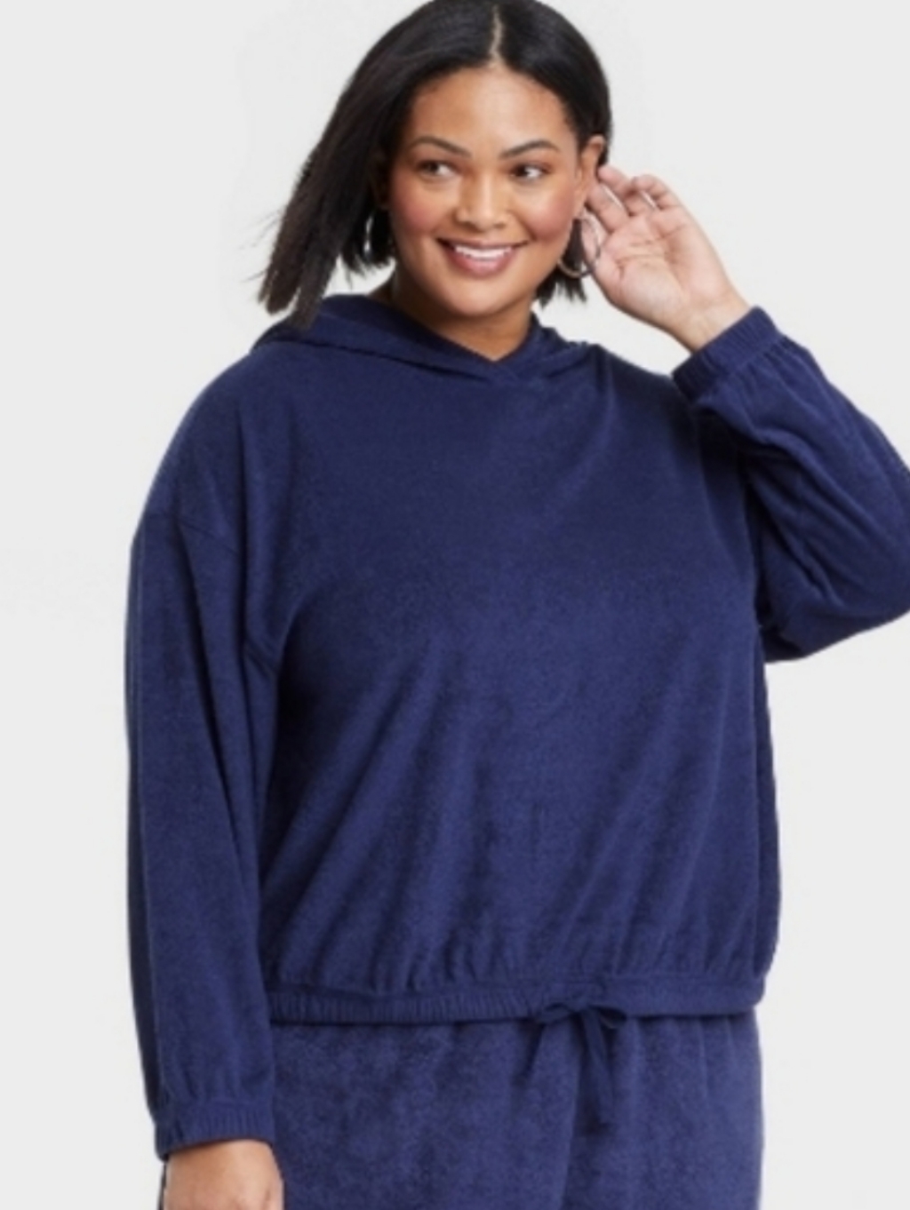 #5858 Ava Viv Women's Plus Size Long Sleeve Terry Hoodie Shirt And Shorts